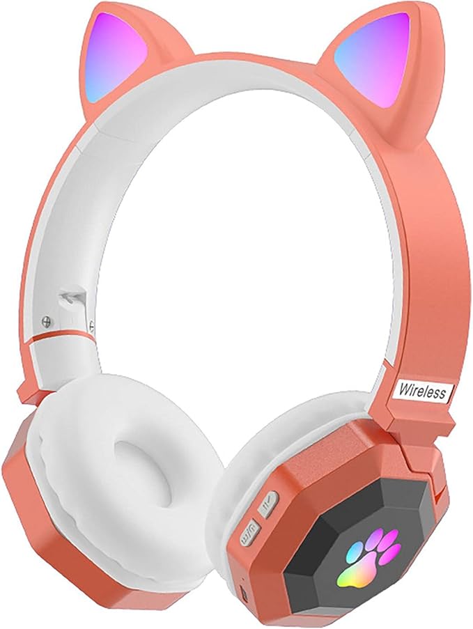 qotsteos 无线游戏耳机,可爱汽车耳机led发光蓝牙5.